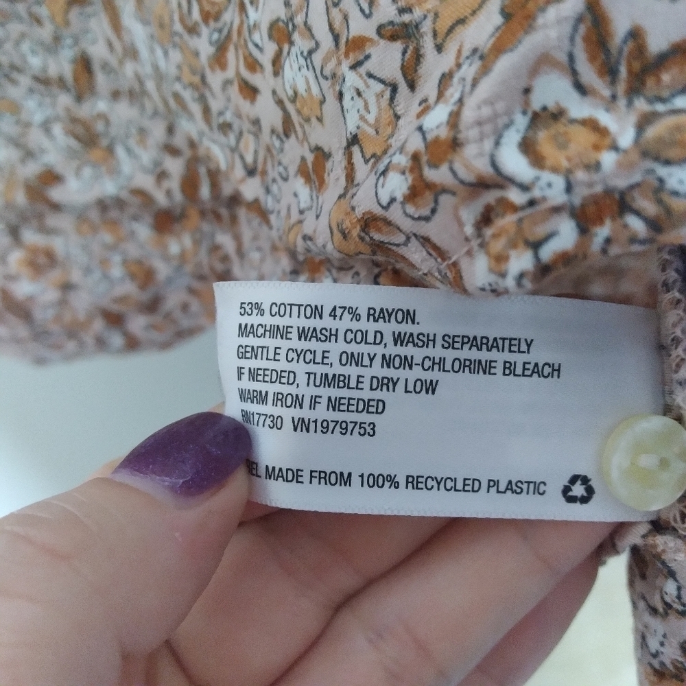 Universal Thread Floral Calico Ruffled Prairie Style Popover Blouse Size Large - Picture 7 of 8